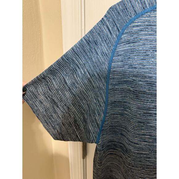 Lululemon Metal Vent Tech T-shirt Blue Black Ombré Heathered Stripe Men’s Large - Picture 5 of 9